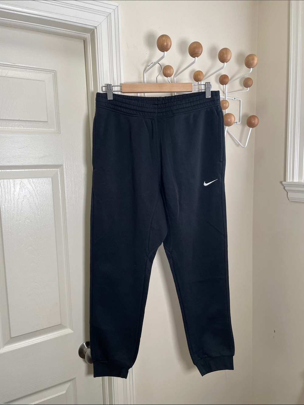 Nike Athletic Fleece Joggers White Swoosh - Black L